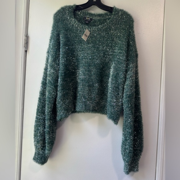 Anthropologie Maeve Tinsel Eyelash Sweater Size XL Teal Green - Picture 4 of 13